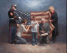 Marine and family w-flag